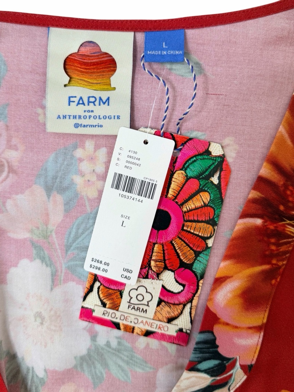 FARM Rio NWT Floral Wrap Dress. Size Large. - Picture 10 of 10